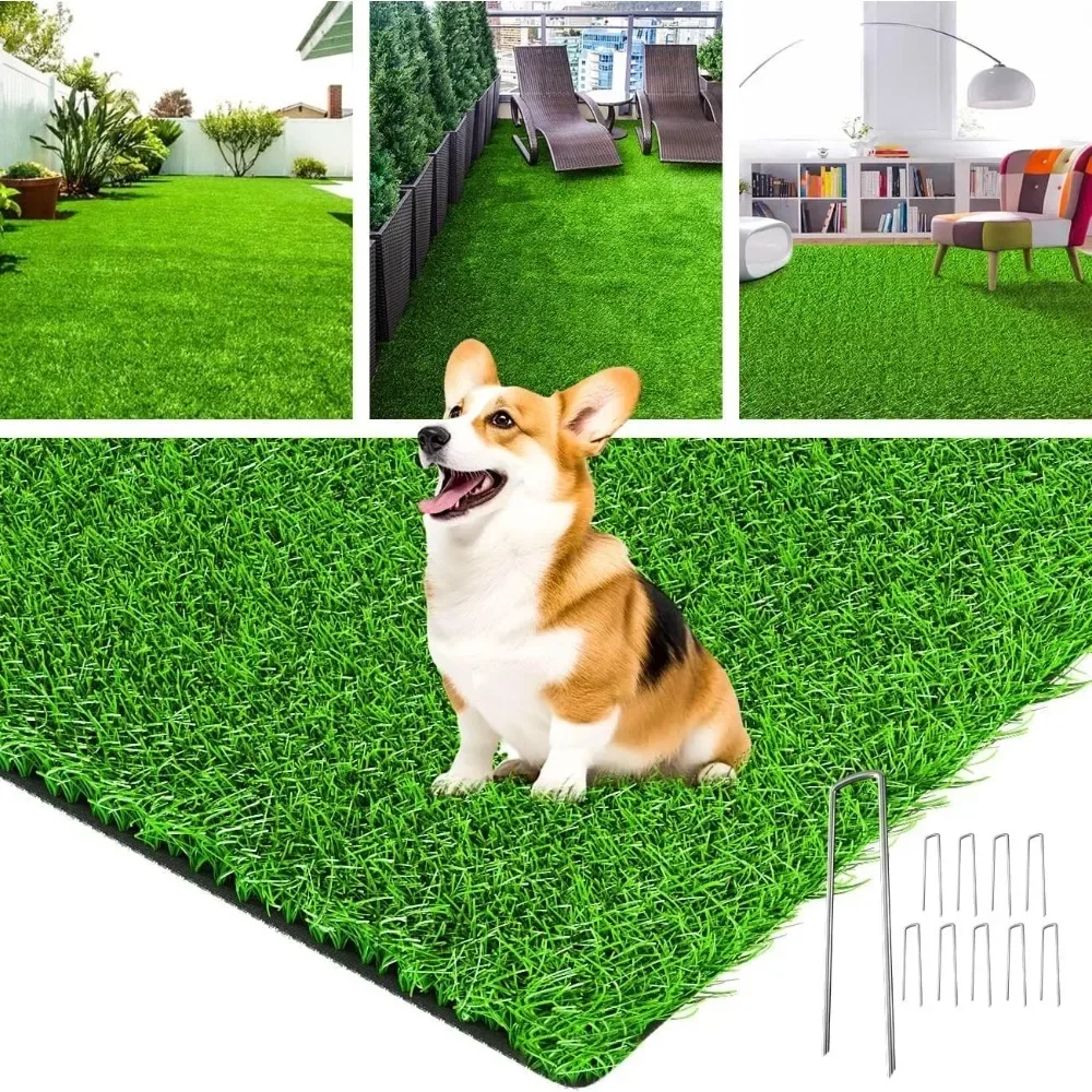 

Artificial Grass Rug Indoor Outdoor, Dog Grass Mat with Drainage Holes and Replacement Artificial Grass Turf, Artificial Lawn
