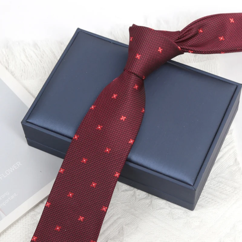 Burgunderrote Krawatte Mode Großhandel Blumen-Schleife Herren Formelle Krawatte ​ ​ Manschettenknöpfe-Set für Herren Party Hochzeit Accessoires – Detail 7