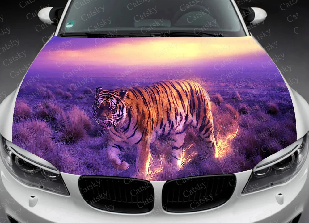 Tiger Schwarz Weiß Motorhaube Auto-Aufkleber Steinschlag-Schutz