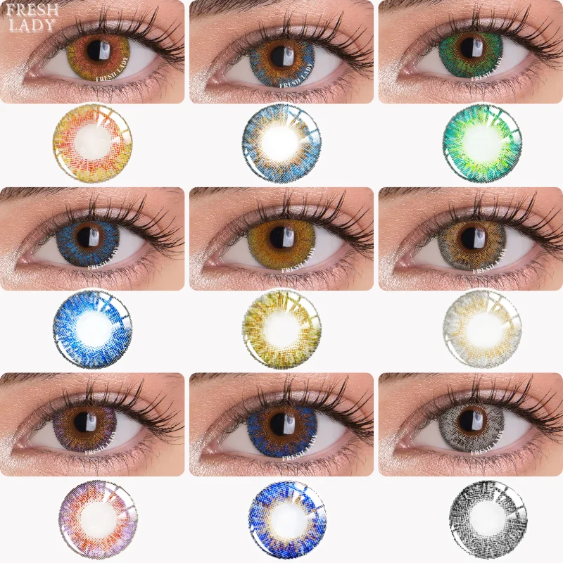 Three Tone Big Eye Makeup Contact Lens Soft Color Contact Lenses 1 Pair=2pcs Colored Eye Lenses