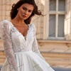 Elegant Wedding Dresses A-Line Satin Bridal Gowns Lace Appliques Sexy Robes Deep V-Neck Vintage Vestidos De Novia Customized 3