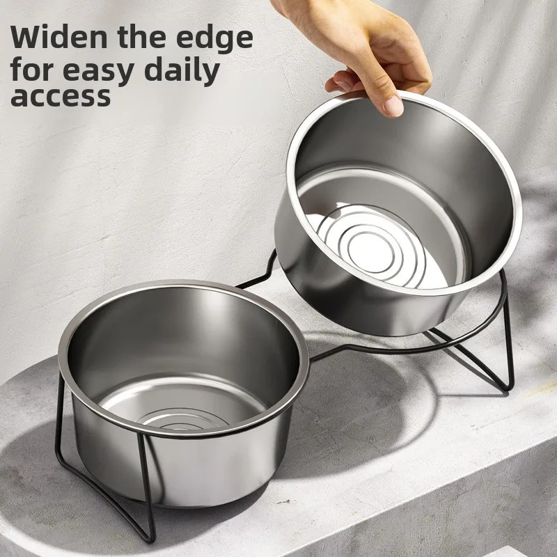 Large Stainless Steel Dog Slow Food Bowl with Thickened Stand Elevated  Pets Products Supplies Feeders Accessories Tip Proof 3