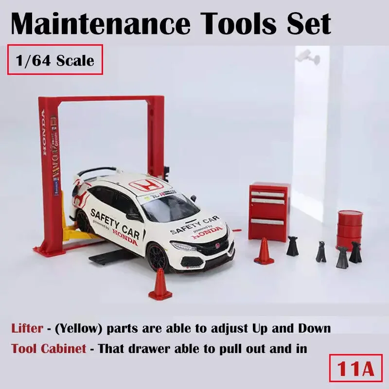 12Pcs/Set Diorama 1/64 Car Garage Maintenance Tools Alloy Die-Cast Model Car Garage Display Scene Model Toy 3