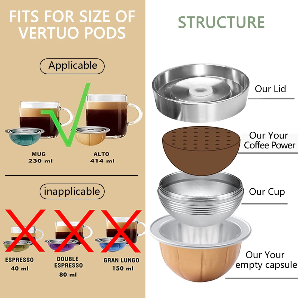 Coffee Capsule Cup With 80ML 150ML Reusable Laser Barcodes
