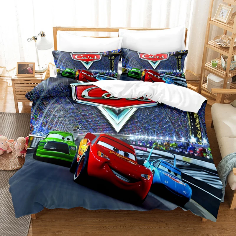 thumbnail image 1 of Disney Pixar Cars-Juego de ropa de cama, funda de edredón de dibujos animados de Anime, funda de almohada, decoración de cama, funda de edredón para dormitorio, traje de cama, regalo para niños, 1 of 5