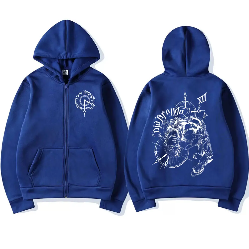 Anime Jojo Bizarre Adventure Zipper Hoodies Drop Dio Over Heaven Manga Zip Up Sweatshirts Men Women Fashion Casual Pullover Coat