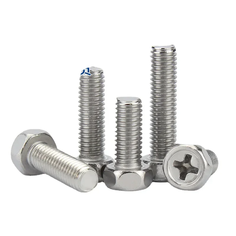 

20pcs M5 M6 Cross Recessed Hexagon Bolts Screws Stainless Steel Phillips Bolt al L=10-30mm 16mm 20mm 25mm GB29.2