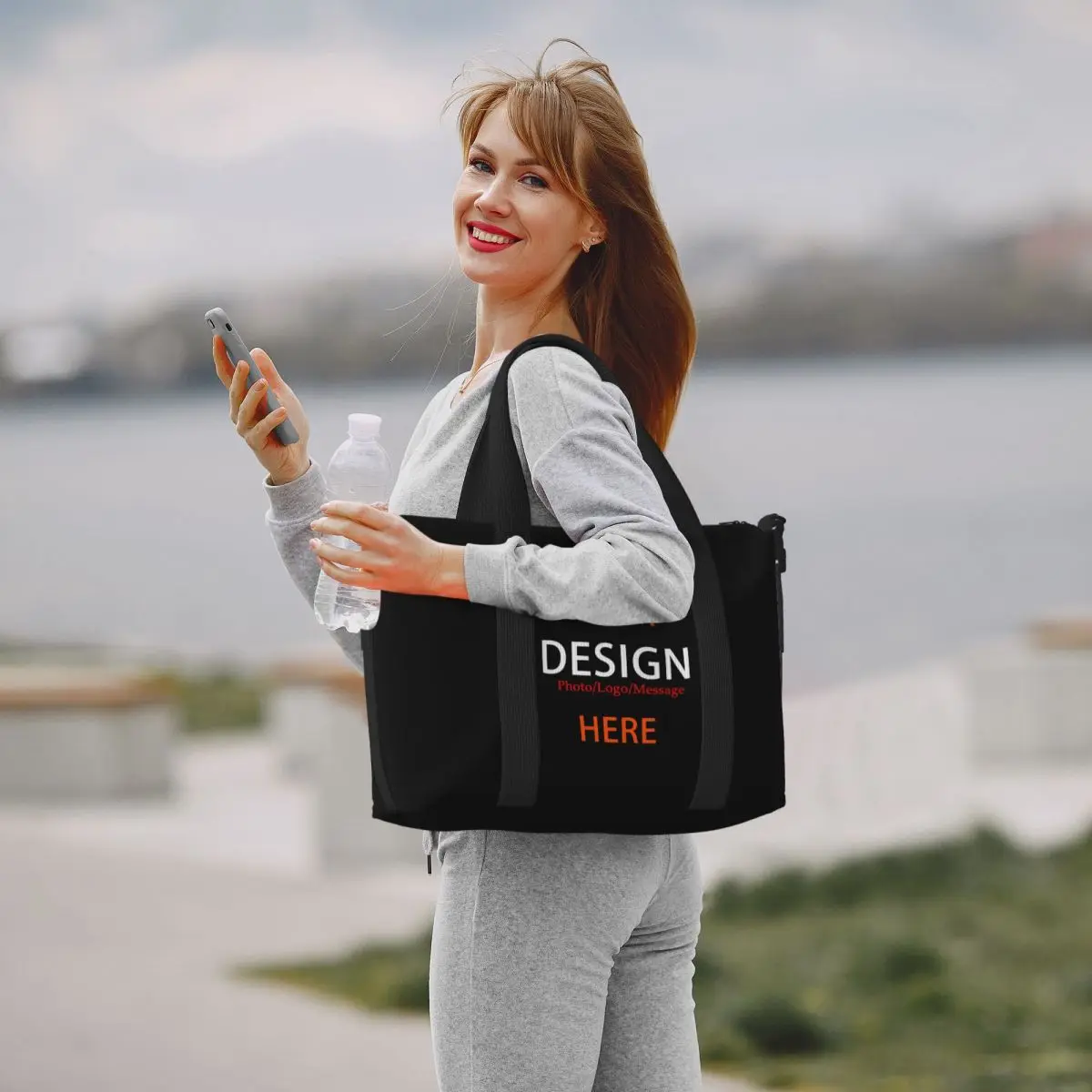 Large Your Photo Message Tote Bag Women DIY Design Shopping Shoulder Gym Beach Travel Bag