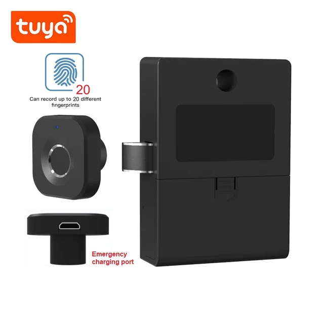 Tuya Intelligence Electronic Door Lock Keyless Lock for Drawer Cabinet Locker Furniture Fingerprint Tuya APP Unlock Smart Lock