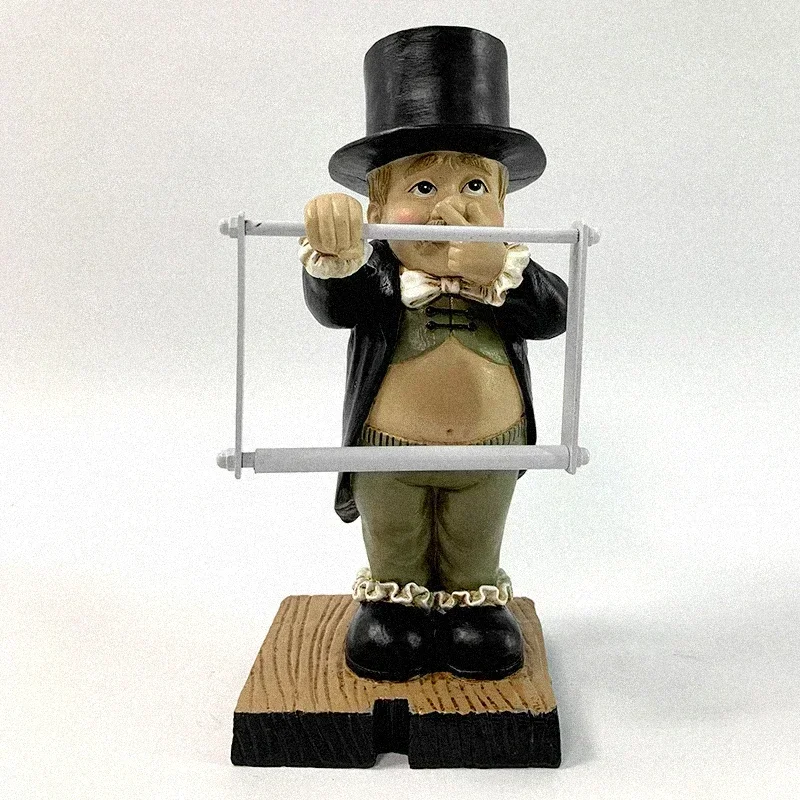 Creative Toilet Paper Holder Statue Funny Decorative Resin Figure Cute Butler Shape Tissue Stand Rack Sculpture Toilet Decor 6