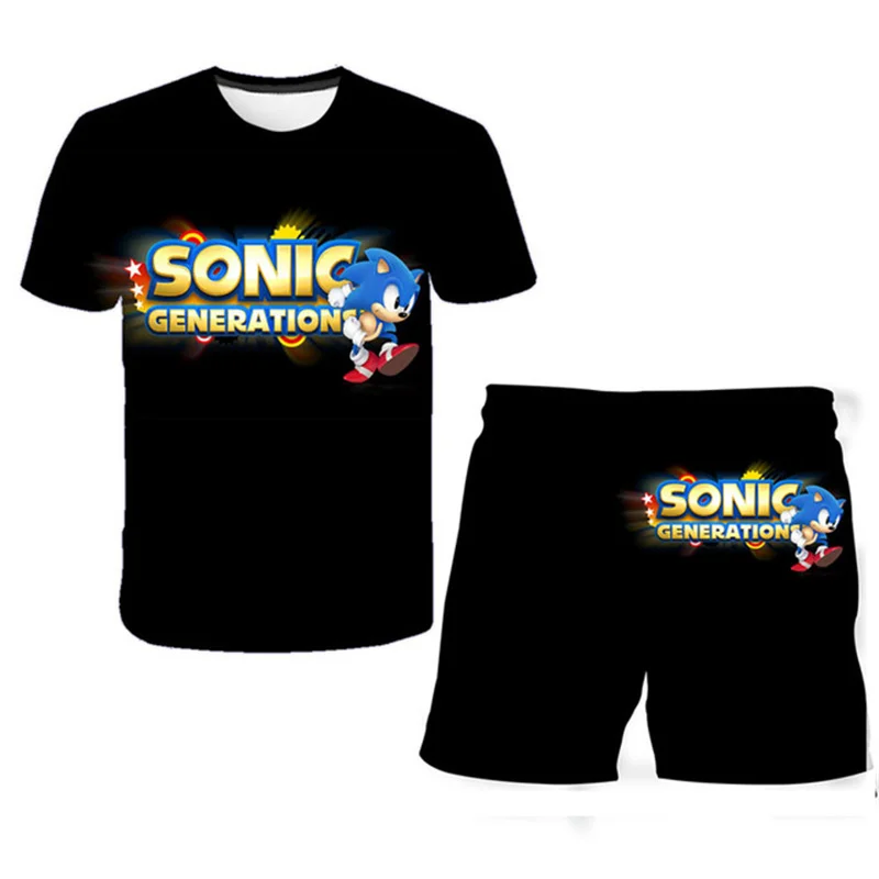 baby pajamas for a girl children sonic 2 3D Print T shirt Sets Boys Girls super sonic Suit 4-14Years Baby cartoon clothes kids clothing Summer harajuku baby suit boy