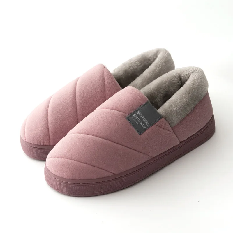 Big Size Women Men Warm Home Slippers Couples Winter Plush Slides Comfortable Home Floor Flats Indoor Bedroom Non Slip Shoes