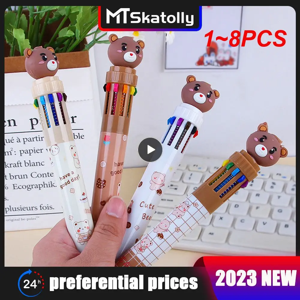 

1 ~ 8 шт. милый медведь мультфильм силикон 10 цветов короткая и толстая шариковая ручка Школа Офис поставка подарок Канцтовары