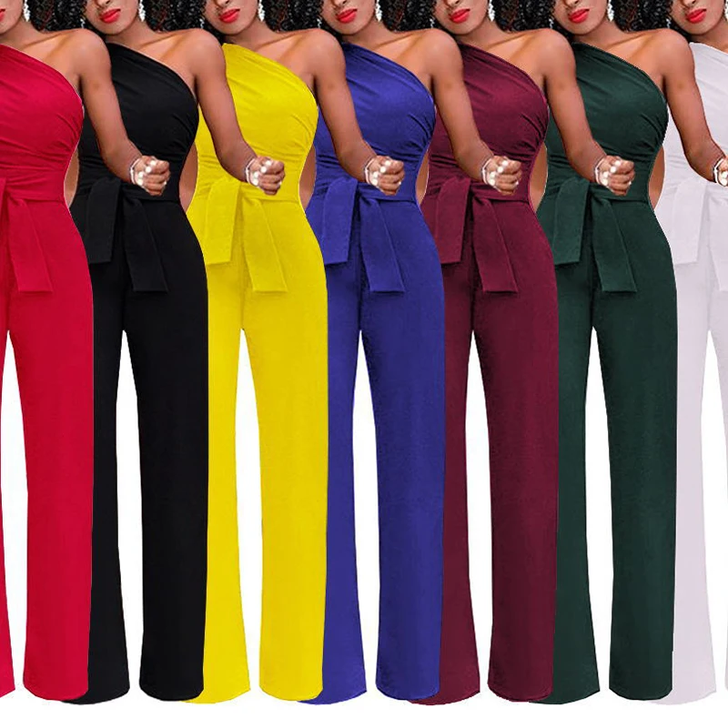 

BKLD Summer Fashion Solid Jumpsuit Women Commuting High Waist Sleeveless Lace Up Elegant Temperament Club Rompers Wide Leg Pants