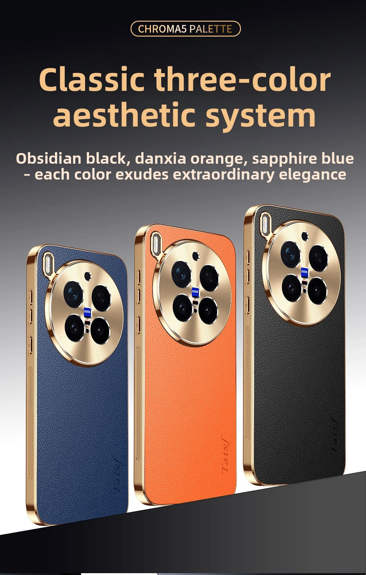 Luxury PU Leather Skin Plating Lens Protective Back Cover Case
