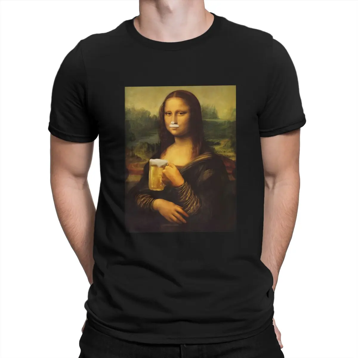 

Футболка мужская с надписью «Mona Lisa», винтажный Топ, уличная одежда, на лето
