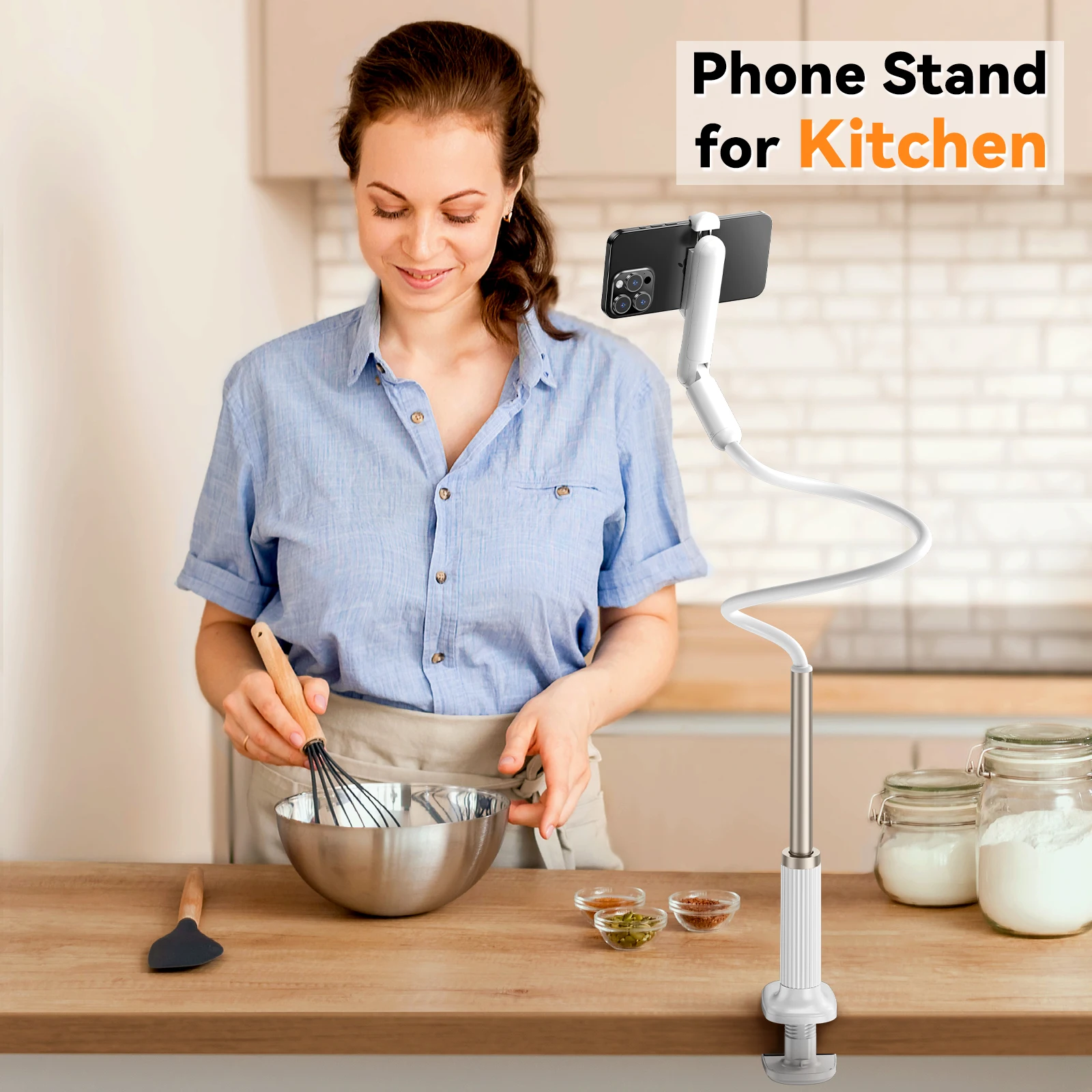 Eary Gooseneck Phone Holder For Bed Lazy Bracket Adjustable Long Arm Flexible Stand Mount For Desk CellPhone Universal Kickstand