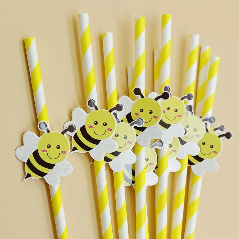 1set Daisy Bee Cake Topper Paper Resin Toppers for for Kids Bee