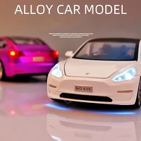 New 1:32 Tesla MODEL 3   Alloy Car Model Diecasts Toy Vehicles Toy Cars For Children Gifts Boy Toy Sound Light Pull Back 1