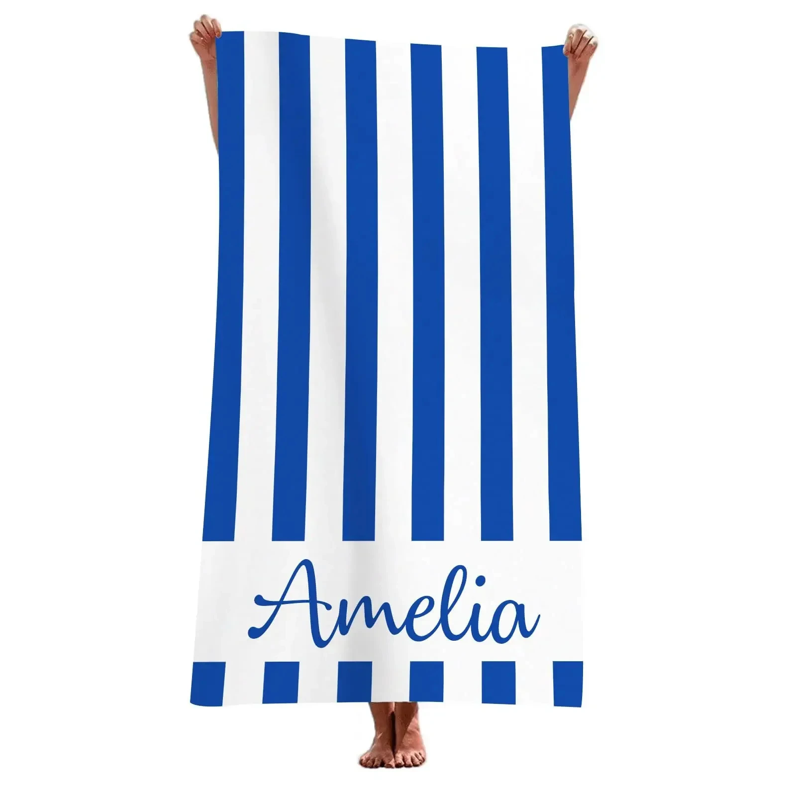 

Custom Name Stripe Bath Towel Personalized Beach Towel for Kid/adult Microfiber Quick Dry Sand Free Pool Travel Sport Spa Towels