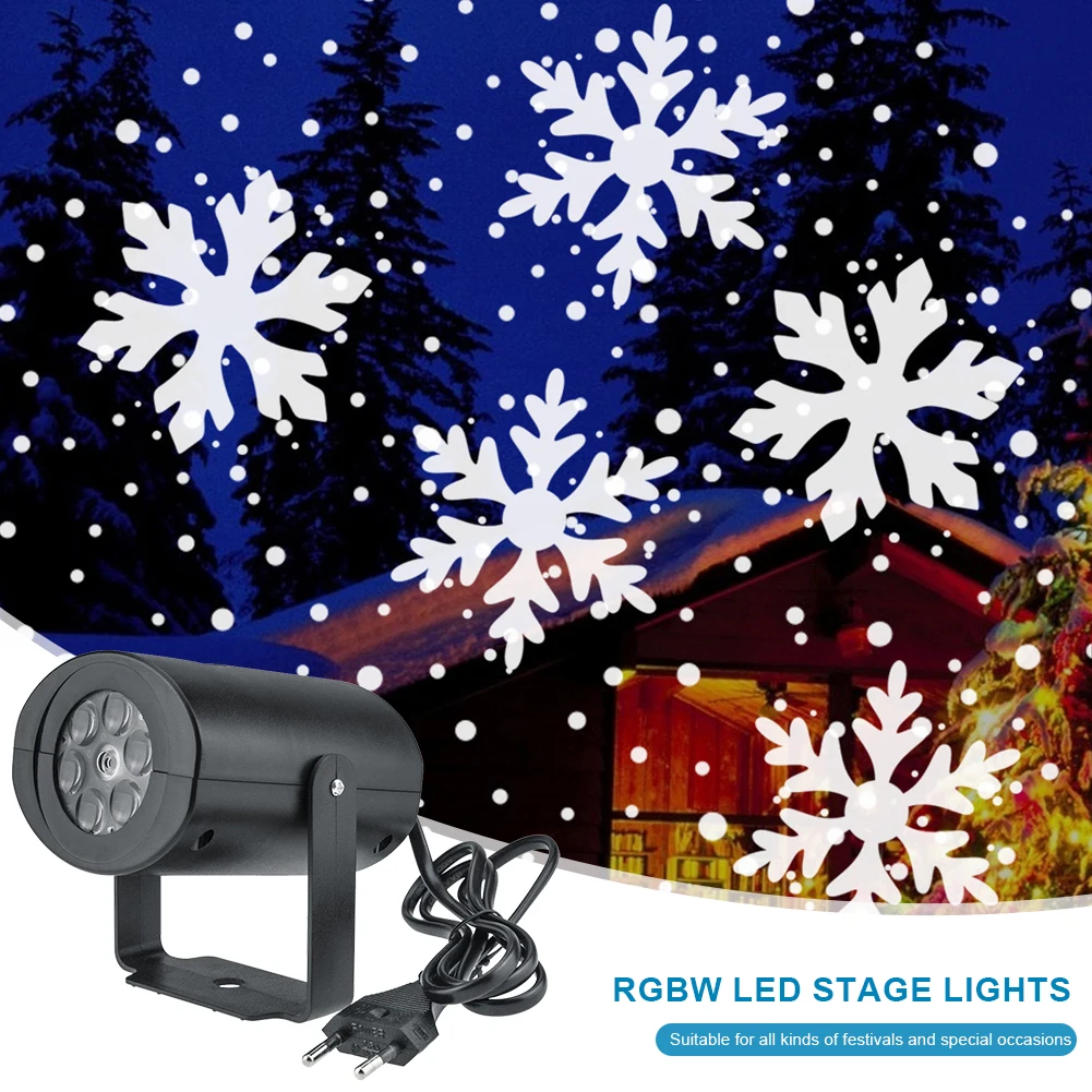 

Christmas Projection Outdoor Lamp Rotating Dynamic Snow Spotlight RGBW White Snowstorm Projector 360 Rotation for New Year Party