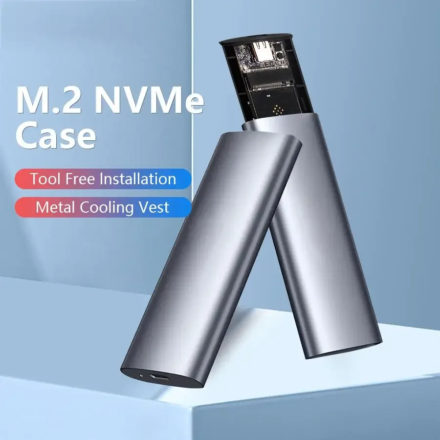 M.6 하드 디스크 박스 3.1 듀얼 프로토콜 NVME/NGFF SATA SSD 타입-C 3.1 디스크 도구 없이 사용 가능한 M.2 SSD 케이스 내장형 금속 히트 싱크