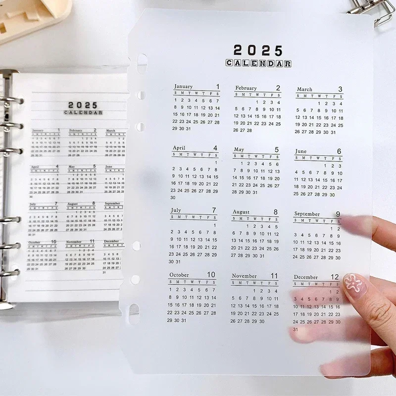 Fromthenon 2024 2025 Year Calendar Index Dividers Watercolor Refill A5 A6 6 Holes Leaf Spiral Notebook Diary School Stationery 4