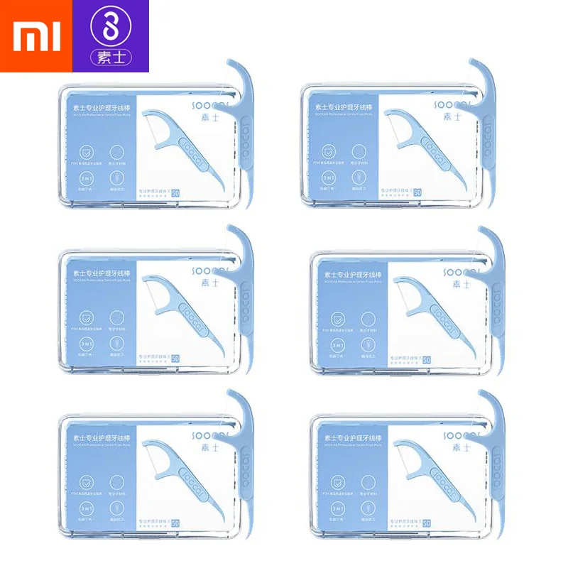 Xiaomi-soocas Dental Floss Dentes Escolhas de Dentes Fio Higiene Oral 6box 50 Pcs