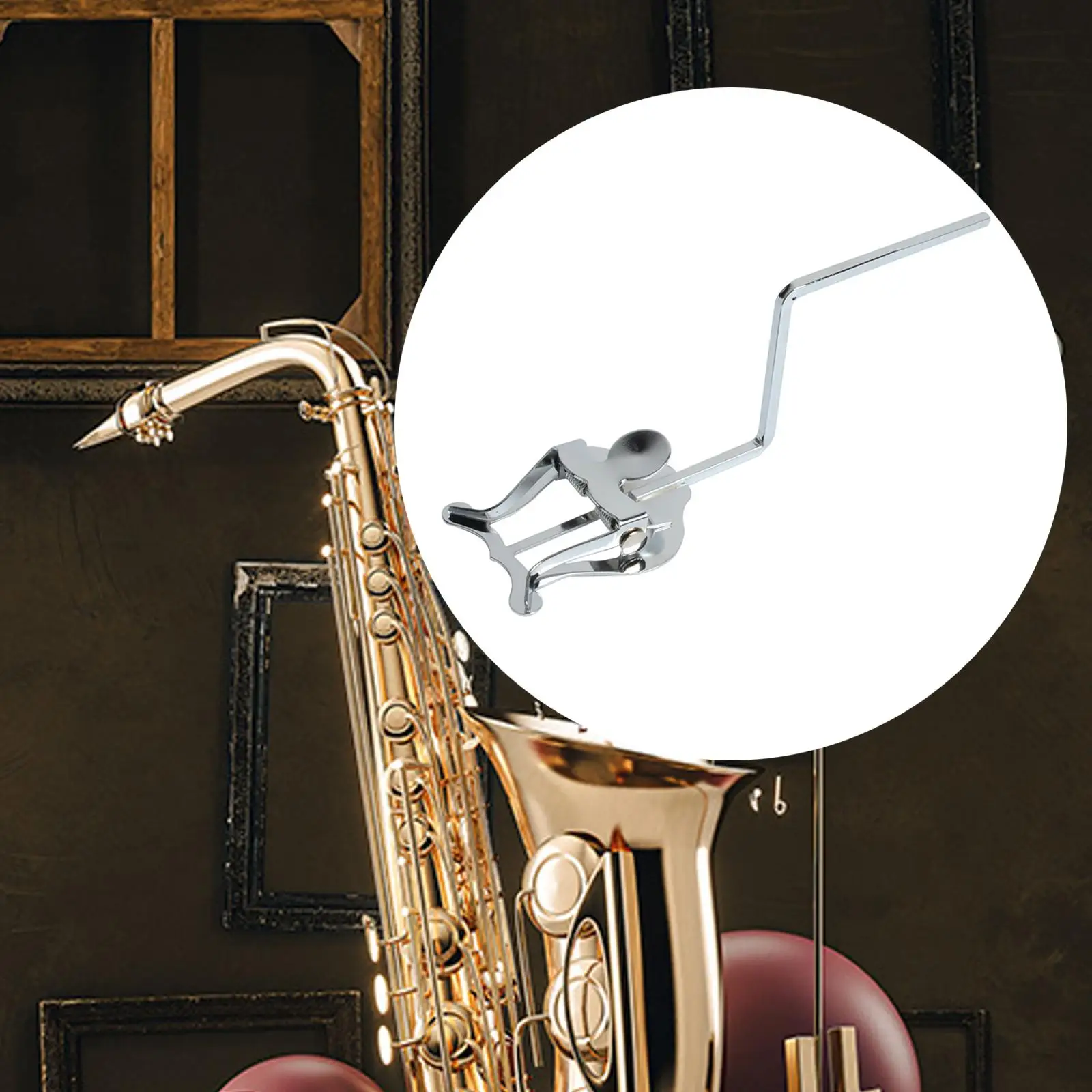 Sax Marching Clamp on Elegant Durable Square Socket Metal Sheet Music Clip Stand for Alto Tenor Sax Lyre Marching Band Beginners