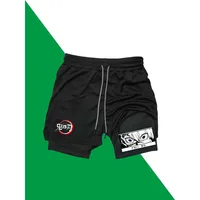 Shinazugawa Sanemi Print 2in1 Running Workout Shorts Men Gym Performance Shorts with Phone Pocket Towel Loop Athletic Activewear