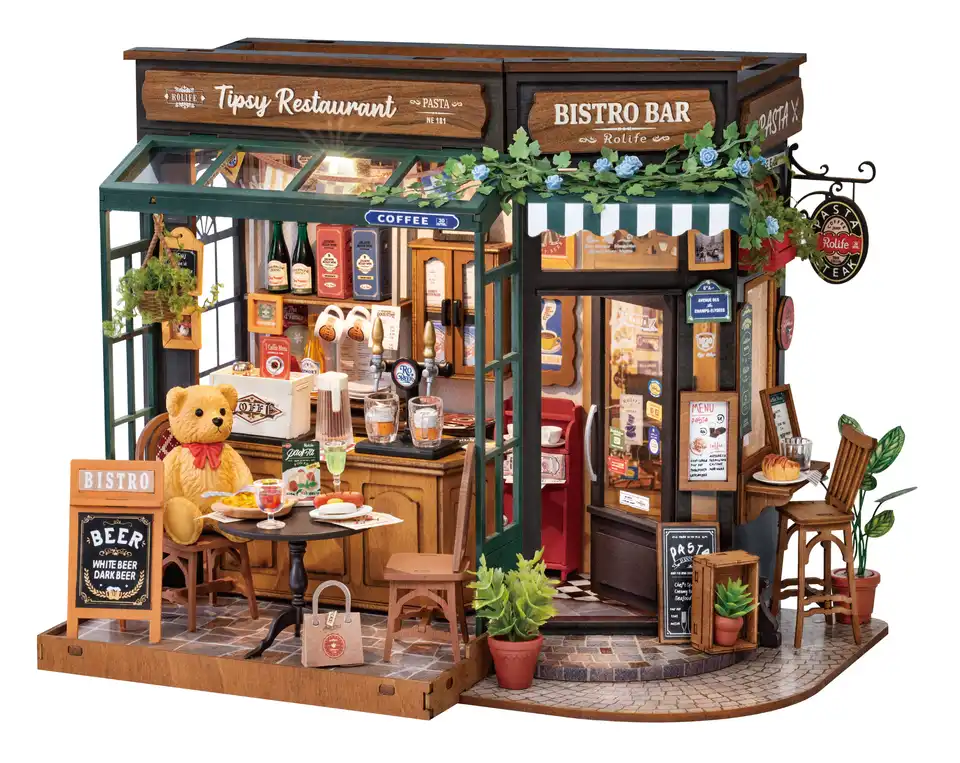 Tipsy Bistro 3D Wooden Dollhouse Puzzle Kit