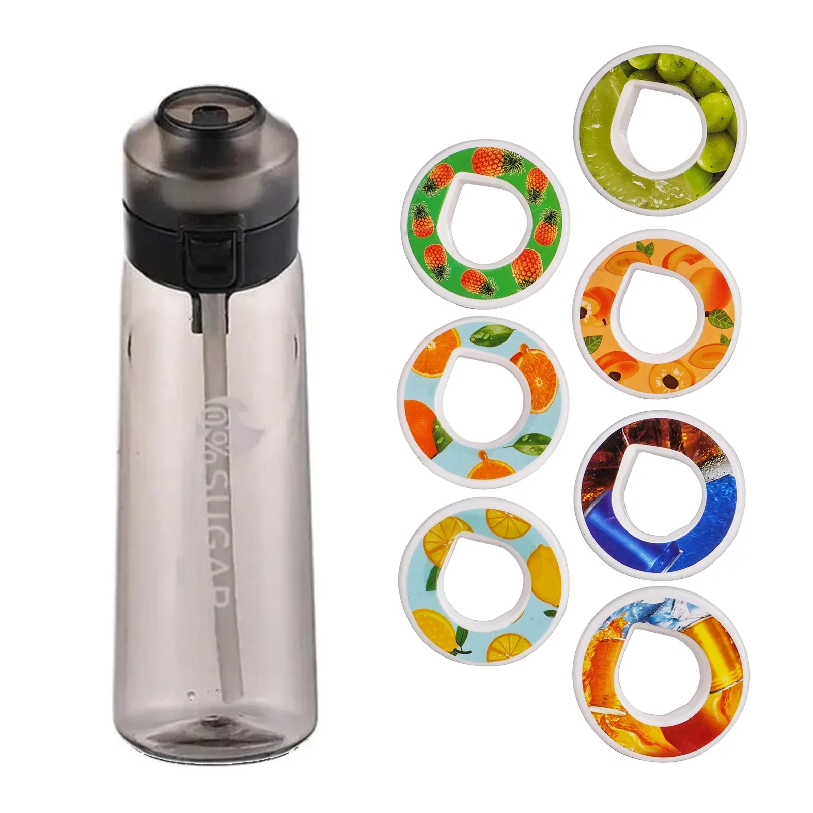 Flavored Water Bottle with 7 Flavour Pods Air Water Up Bottle Frosted