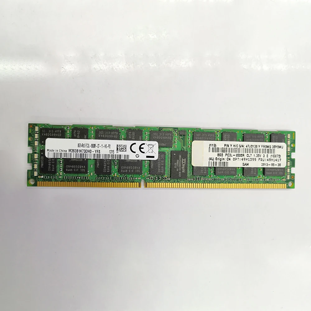 IBM RAM X3850 X5 X3950 X5 서버 메모리용 PC3L-8500R ECC, 49Y1399 49Y1417 47J0138, 8GB 8G 4RX8 1066 DDR3L, 1 개