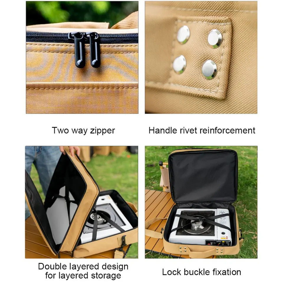 Borsa Porta Fornello Da Esterno - Contenitore Pieghevole Per Trasporto Fornello A Gas, Organizzatore Da Picnic Verde