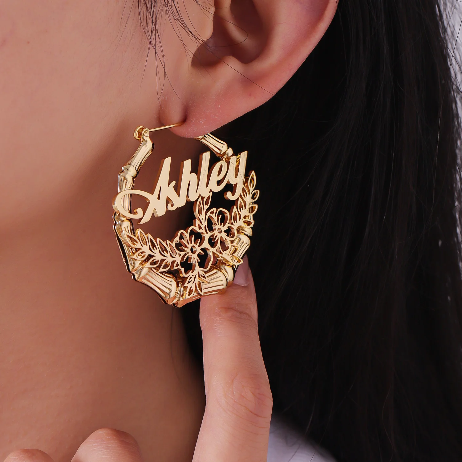 사용자 정의 이름 귀걸이 맞춤형 대나무 보석 크리스마스 선물 그녀를위한 선물 패션 데일리웨어 공식적인 문장 조각 커플