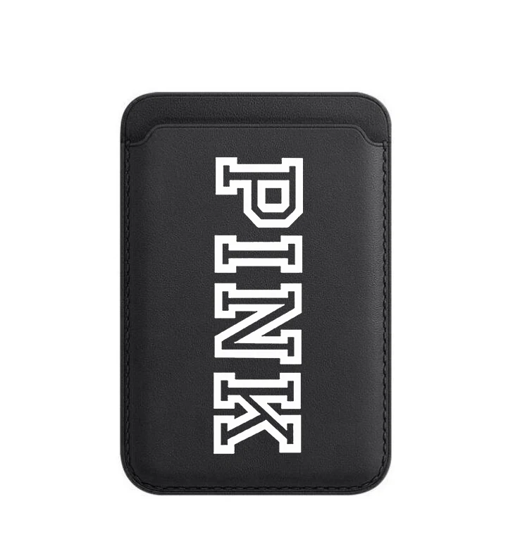 

Funny brand PINK PU Leather Card Holder For Magsafe Magnetic Card Bag Wallet Case For iPhone 12 13 14 15 Dollar Cover off case