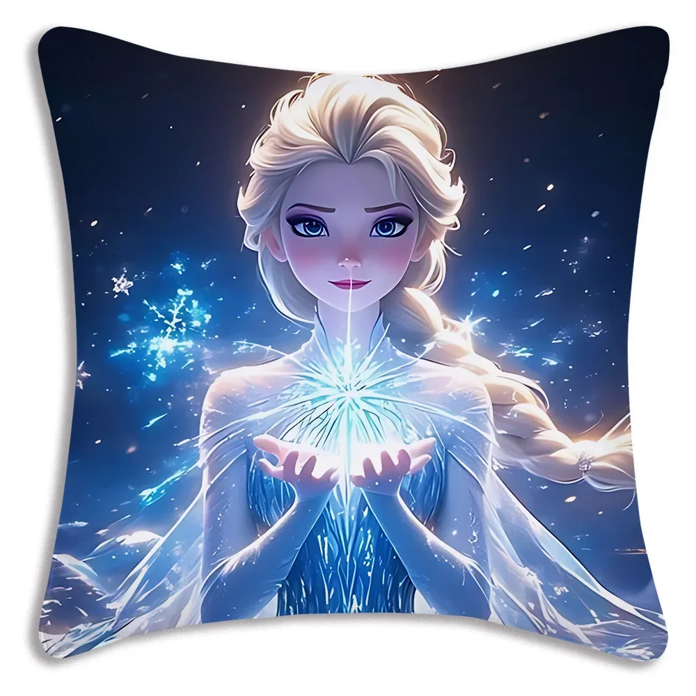 Cartoon Frozen Princess Elsa Pillow Covers Cartoon Sofa Decorative Home Double-sided Printing Short Plush Cute Cushion Cover