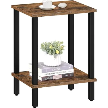 End Table, Set of 2, Side Table, Nightstand, 2-Tier Storage Shelf, Sofa Table for Small Space, Living Room 1