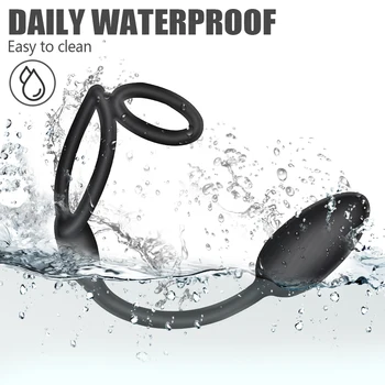 IKOKY Delay Ejaculation Sex Toys for Men Prostate Massager Penis Ring 10 Modes Anal Vibrator Double Cock Ring Wireless Remote 2