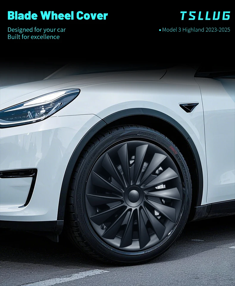 4 Stück 18 Zoll Radkappen für Tesla Model 3 Highland 2024-2026 Neuer Blade-Style Radkappen-Ersatz Radabdeckung Vollfelgen-Zubehör – Detail 1