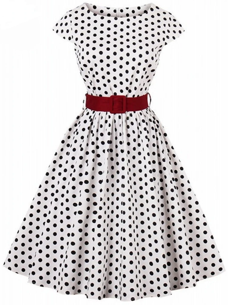 Black White Polka Dot 50s Dress | Black White Rockabilly Dress - 3xl 4xl  Size Black - Aliexpress