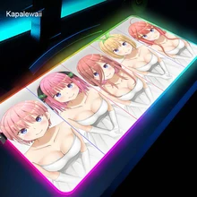 The Quintessential Quintuplets Mouse Pad Pc Rgb Anime Rug Gamer Accessories Gaming Mats with Backlight Mousepad Led Keyboard Mat