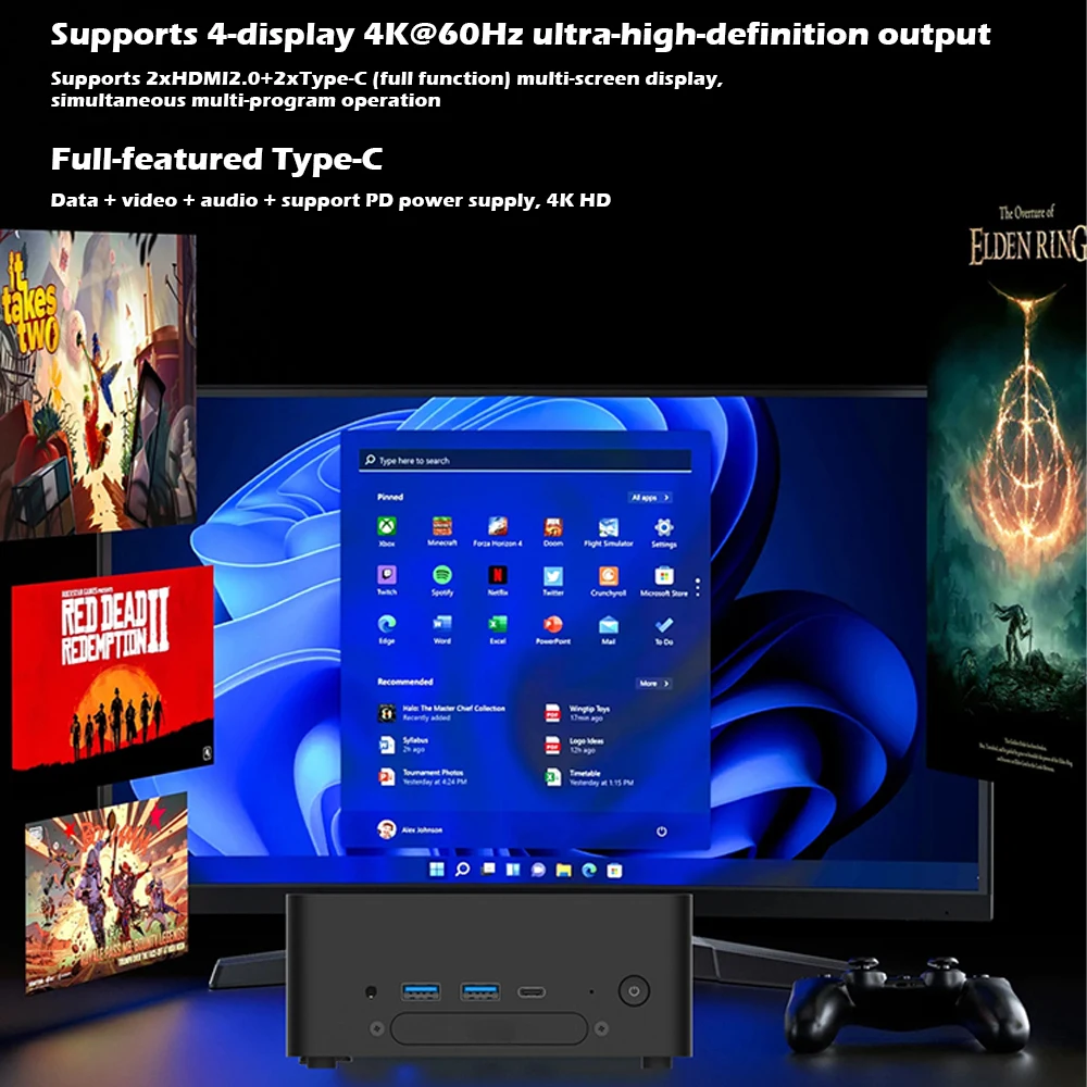 SZBOX Intel i5 13500H Mini PC DDR5 5200MHz WiFi6 BT5.2 2.5G LAN HDMI2.0 Type-C RJ45 M.2 SSD Gaming Computer Computer PC 3