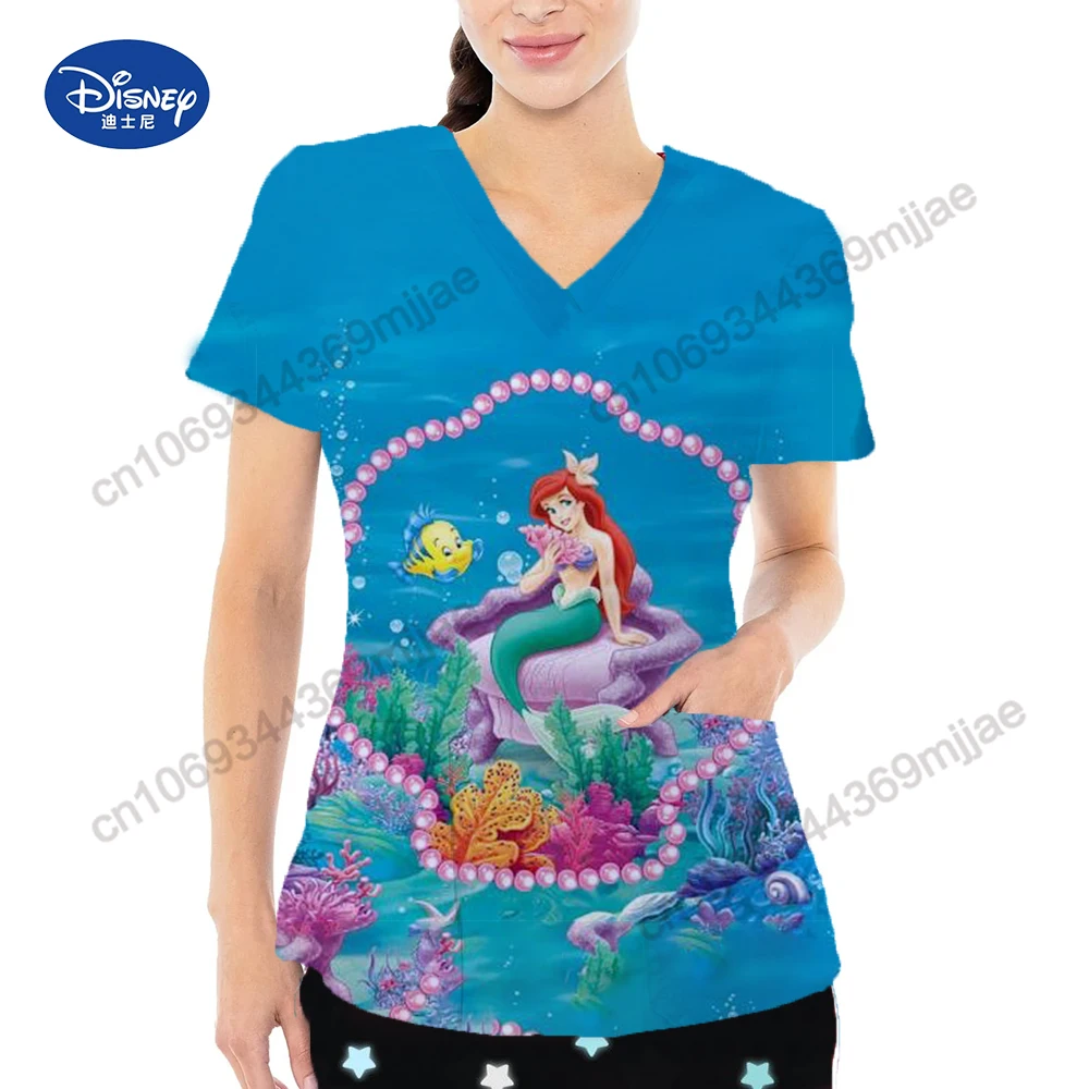 

Disney Tshirt V-neck Women's Tops for Women 2023 Pocket Clothing Female Shor Sleeve Ee Shir T Shirt Y2k Style Graphic Tee Yk2