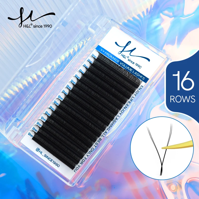 

H&L SINCE 1990 16 Row YY Shape Lashes Extension Faux Mink Black Natural And Soft Invividual Eyelashes Y Shape Volume Lashes Toos