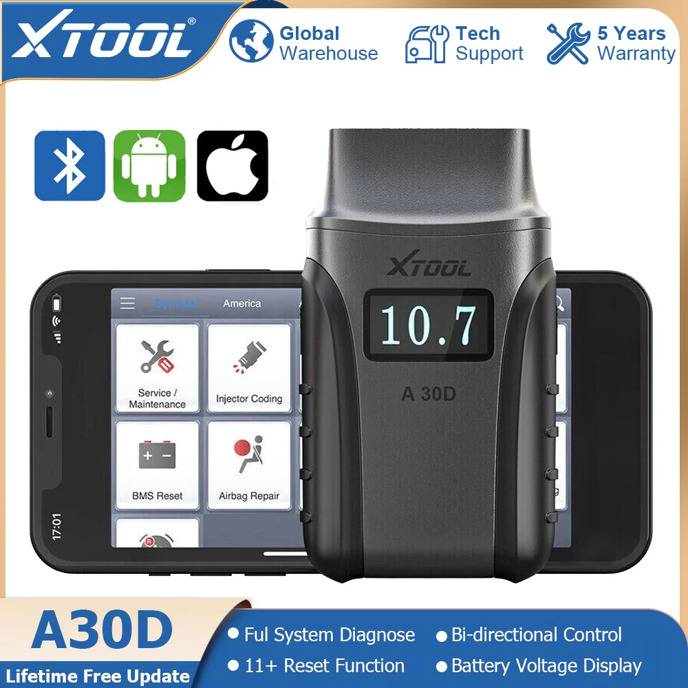 Xtool Anyscan A30D Obd2 Full System Diagnostic Tool Sas/Dpf/Epb Reset Code Reader Active Test 8 Languages Lifetime Free Update