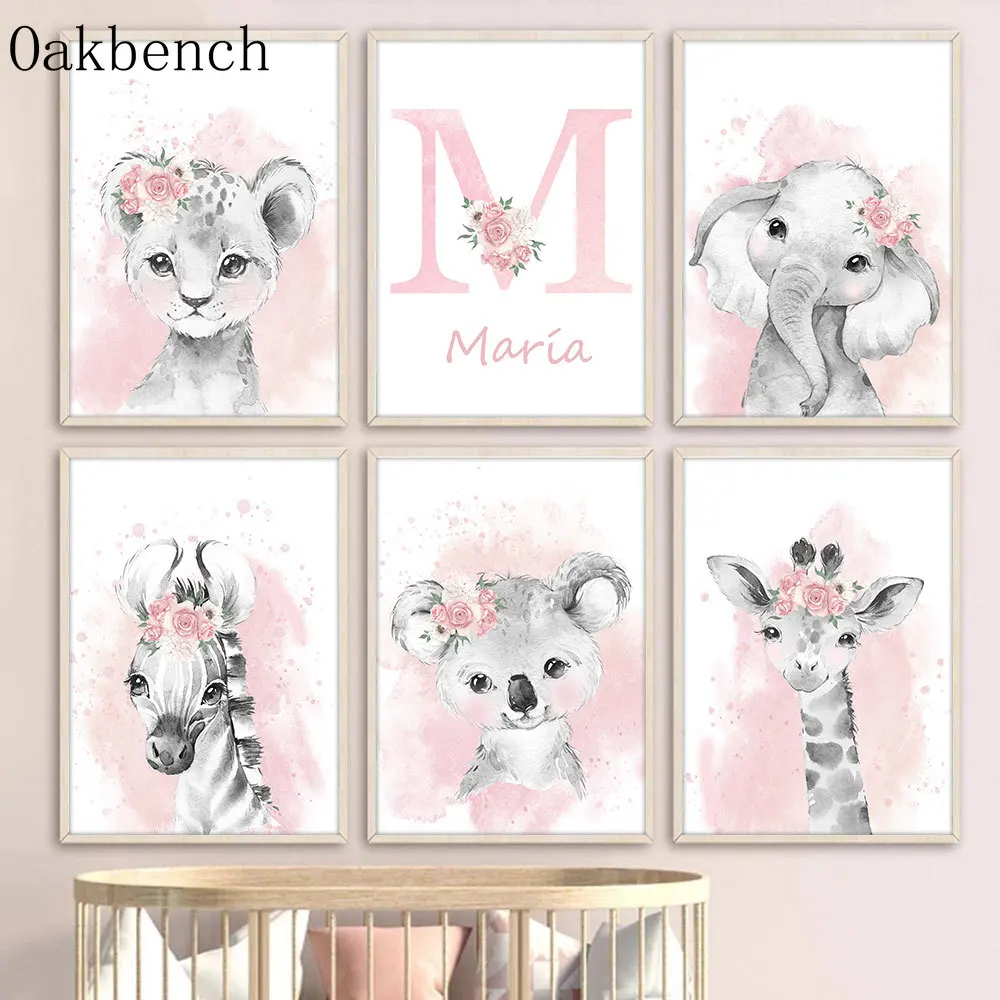 Pictures Posters Babies Custom Baby Elephant Pink Nursery Art