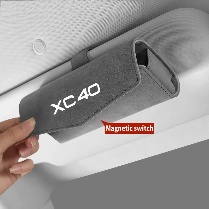 자동차 안경 케이스 선글라스 보관함 Sun Visor 홀더 클립 For VOLVO XC40 2022 2023 PU 가죽 자동 인테리어 액세서리