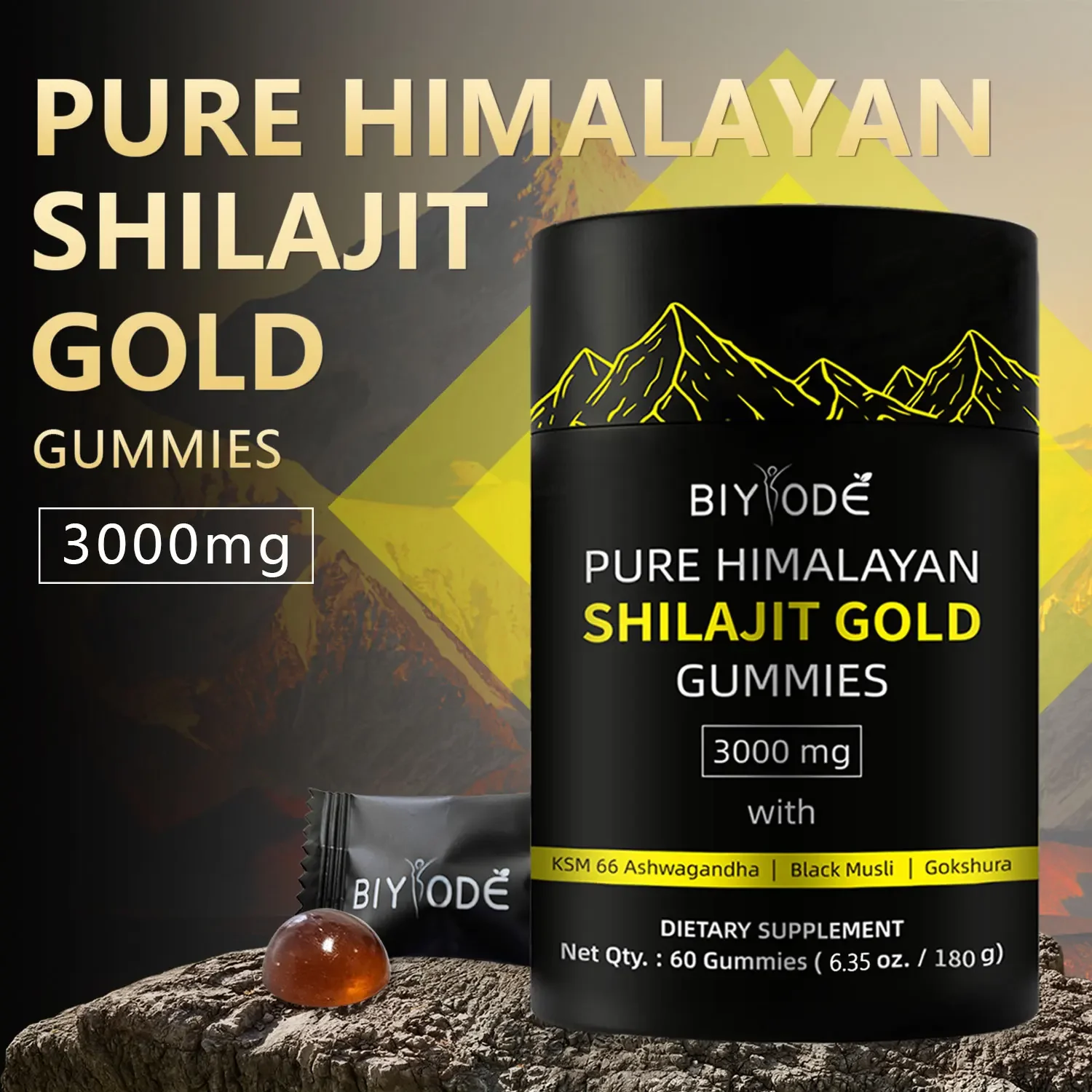 1 bottle of Himalayan Shilajit resin gummies to increase energy relieve fatigue and supplement nutrition