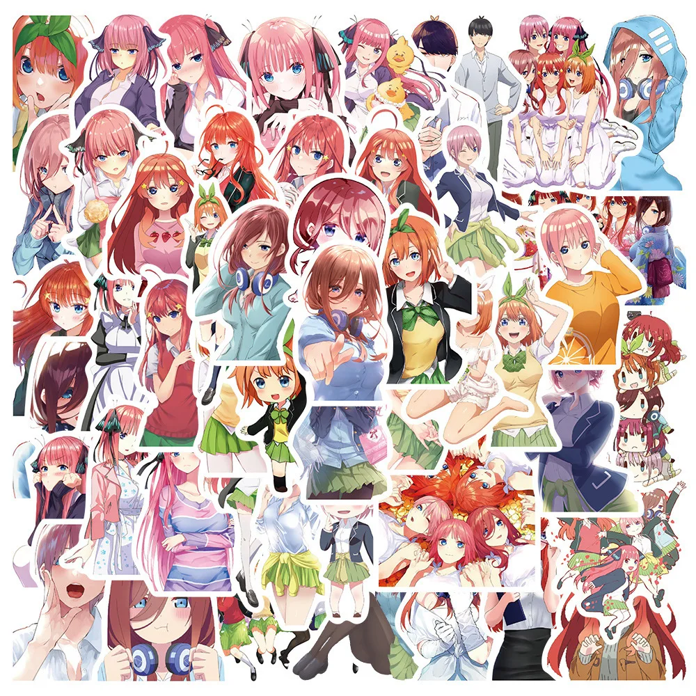 

50pcs Anime The Quintessential Quintuplets Nakano Miku Series Stickers Suitable for Motorcycle Trunk Waterproof DIY Sticker Toys